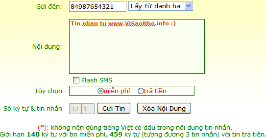 Love For HT, gởi tin nhắn SMS miễn phí, free SMS, send SMS for free