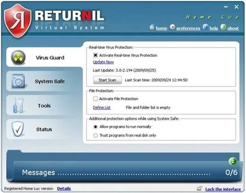 Returnil Virtual System 2010 Home Lux miễn phí 1 năm