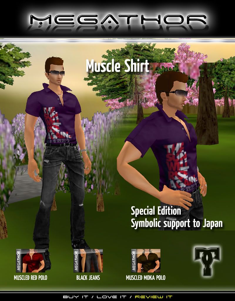 Purple Muscled Shirt - Symbolic Support to Japan by Megathor00