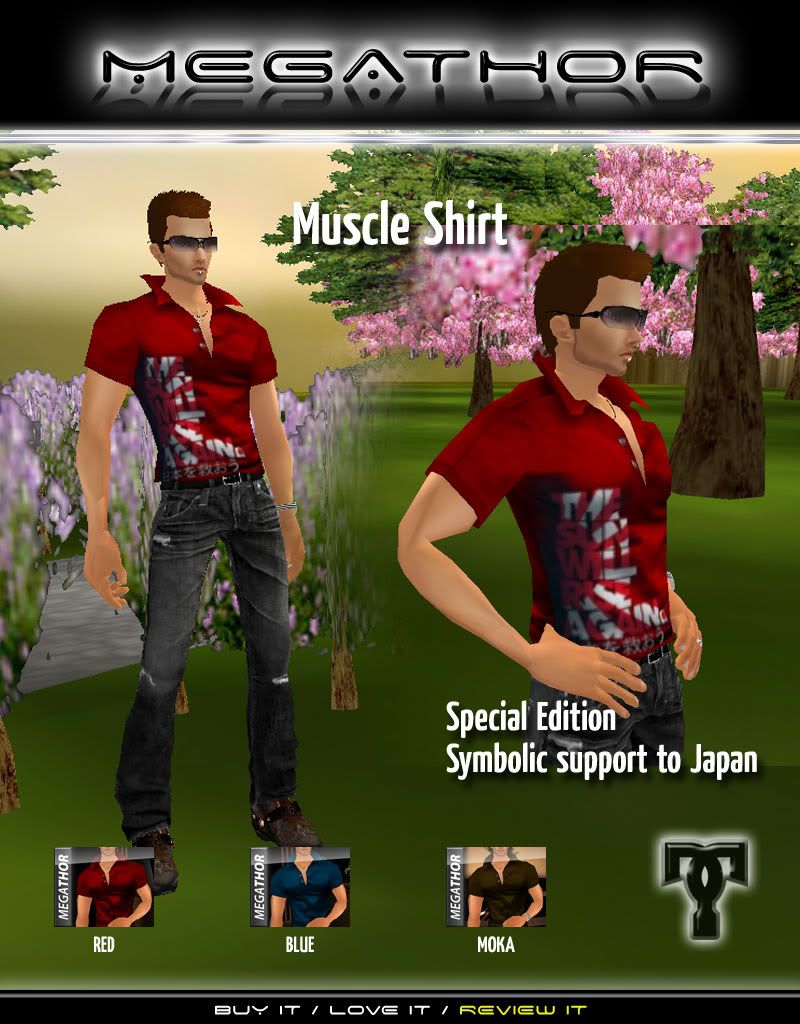 Red Muscled Shirt - Symbolic Support to Japan by Megathor00
