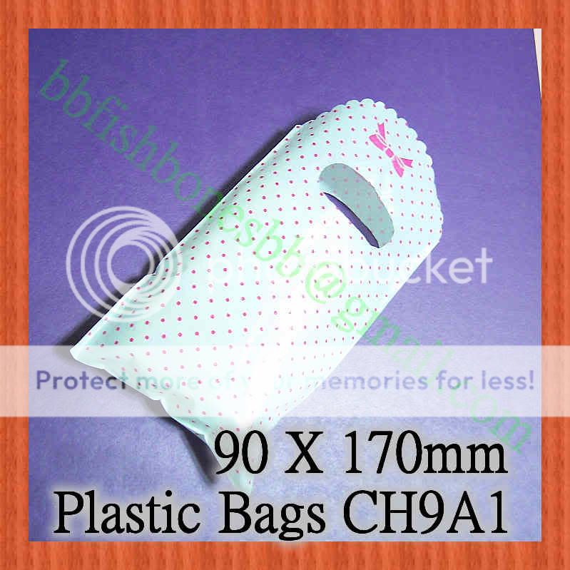 400Pcs Mini Plastic Gift Birthday Bags Pink Dot White 90 x 200mm 