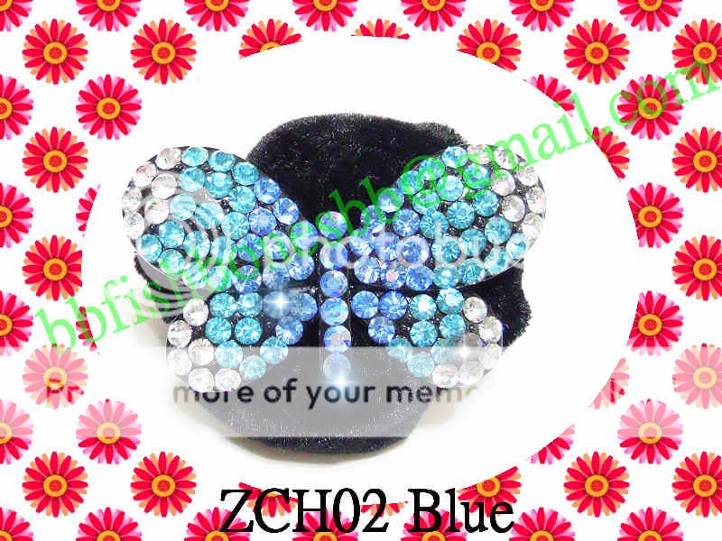 1pc Rhinestone Black Crystal Hair Ponytail Holders Crown Butterfly 