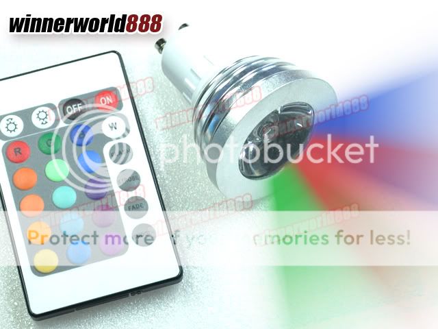 GU10 3W RGB Flash LED Spot Light BULB+ 24 key Remote  